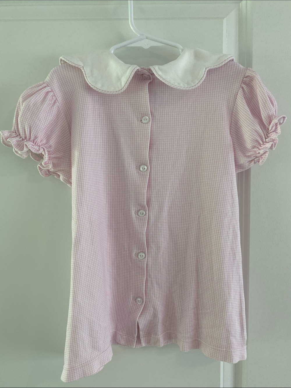 Girls Scallop Collar Gingham Top size 7 - Picture 2 of 7
